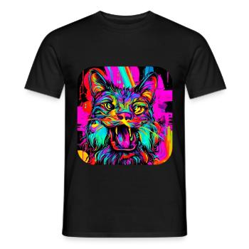 Neon Farben Bunt Kreativ Style Glow - Männer T-Shirt - Schwarz - Vorne - AI Model Male 178 light (178cm)
