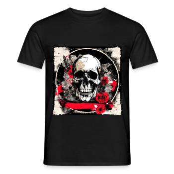 Totenschädel Tattoo Heavy Metal Rocker - Männer T-Shirt - Schwarz - Vorne - AI Model Male 178 light (178cm)