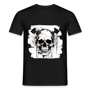 Totenschädel Rocker Heavy Metal Tattoo - Männer T-Shirt - Schwarz - Vorne - AI Model Male 178 light (178cm)