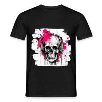 Skull Tattoo Heavy Metal Rocker - Men's T-Shirt - black - Front - AI Model Male 178 light (178cm)