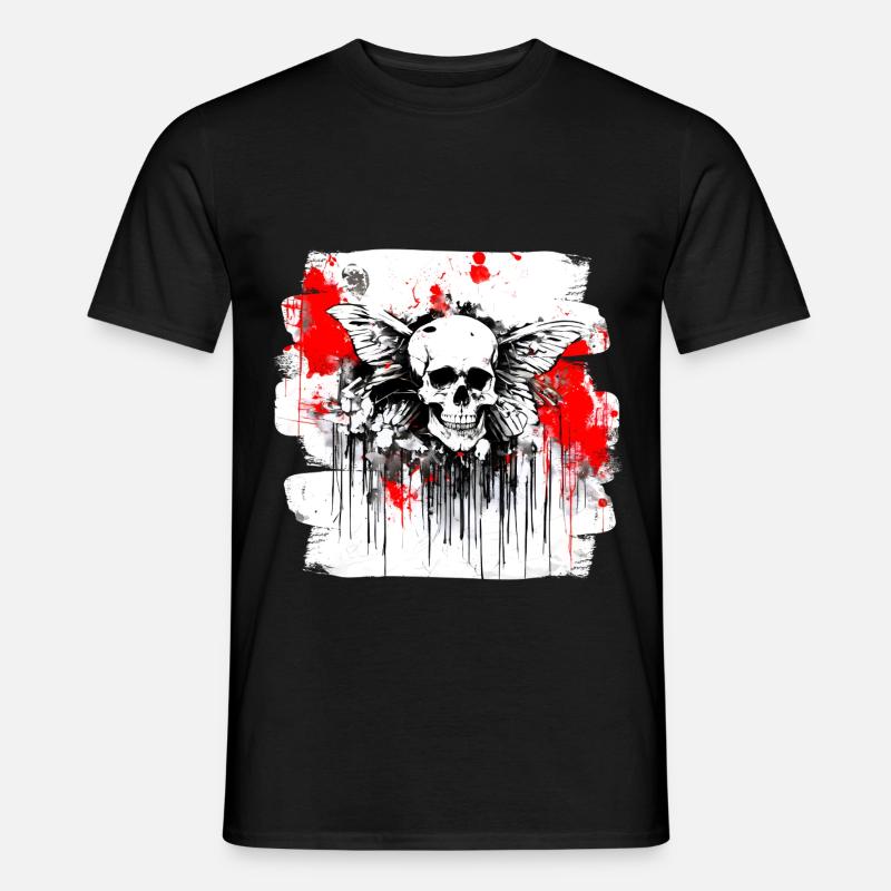 crâne éclaboussure trash polka tattoo - T-shirt homme - noir