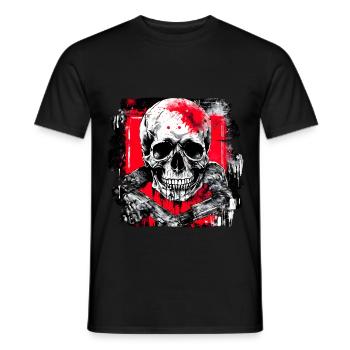 Skull Tattoo Heavy Metal Rocker - Men's T-Shirt - black - Front - AI Model Male 178 light (178cm)
