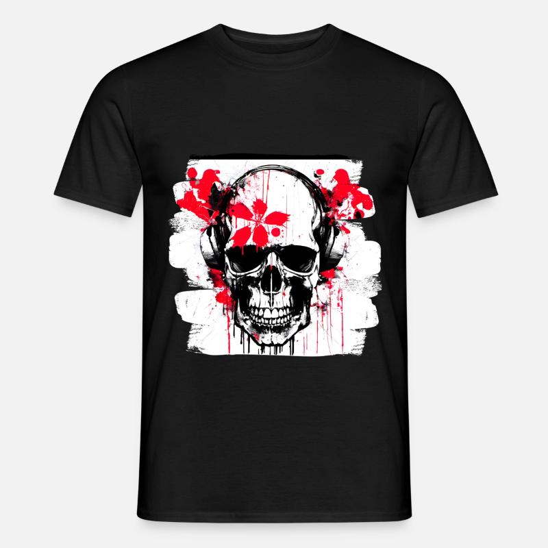 crâne éclaboussure trash polka tattoo - T-shirt homme - noir