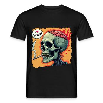 Zombie Skull – I Love Spain Design - Men's T-Shirt - black - Front - AI Model Male 178 light (178cm)