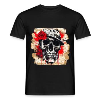 Skull Tattoo Heavy Metal Rocker - Men's T-Shirt - black - Front - AI Model Male 178 light (178cm)