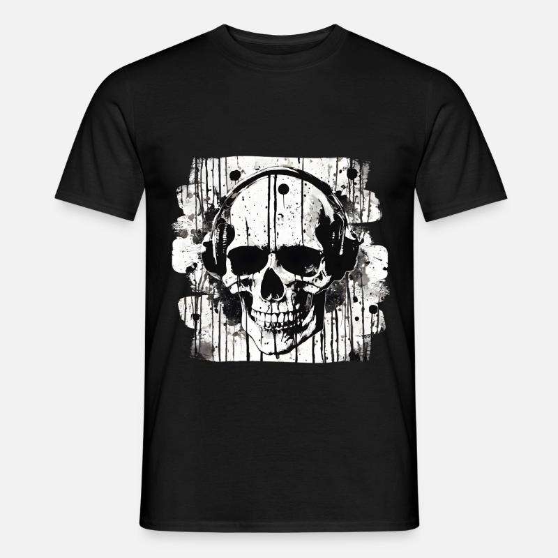 crâne éclaboussure trash polka tattoo - T-shirt homme - noir