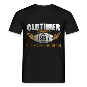 Oldtimer 1967 Geboren Geschenk Geburtstag - Männer T-Shirt - Schwarz - Vorne - AI Model Male 178 light (178cm)