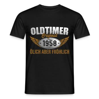 Oldtimer 1958 Geboren Geschenk Geburtstag - Männer T-Shirt - Schwarz - Vorne - AI Model Male 178 light (178cm)