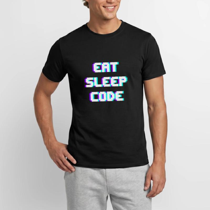 EAT SLEEP CODE Programmeur Coder Devise T-shirt homme