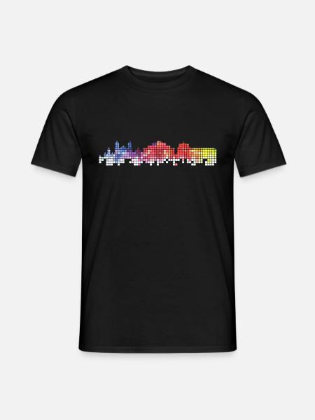 Catane Italie Ville Skyline Pixel Coloré - T-shirt homme - noir