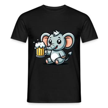 Cute Elephant Drinking Beer - Männer T-Shirt - Schwarz - Vorne - AI Model Male 178 light (178cm)
