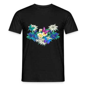 Early Spring Season Flowers Butterflies - Men's T-Shirt - black - Front - AI Model Male 178 light (178cm)