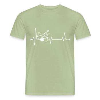 Bowling heartbeat bowling player - Men's T-Shirt - sage - Front - AI Model Male 178 light (178cm)
