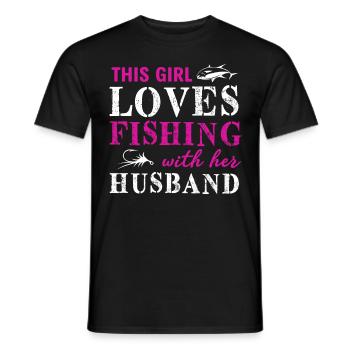 Maedchen Frau angeln anglerin - Männer T-Shirt - Schwarz - Vorne - AI Model Male 178 light (178cm)
