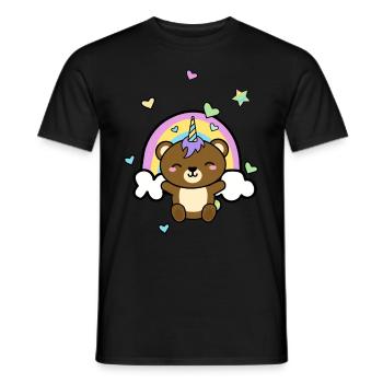 Unicorn Bear Teddy Rainbow Kawaii Bear - Men's T-Shirt - black - Front - AI Model Male 178 light (178cm)