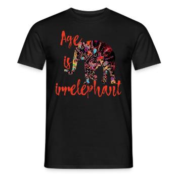 Age is irrelephant – birthday funny pun - Men's T-Shirt - black - Front - AI Model Male 178 light (178cm)