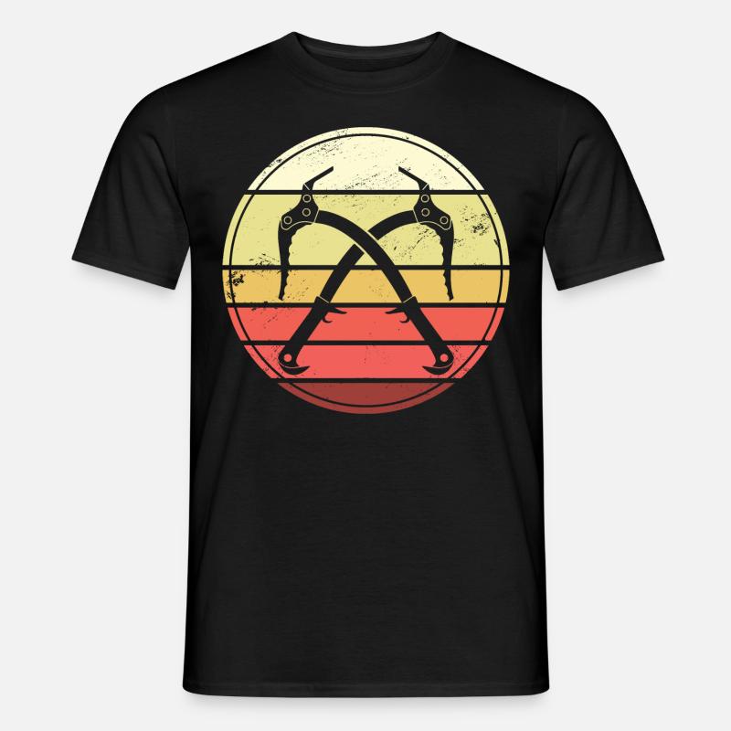 Eisklettern Retro Eispickel Eiskletterer - Männer T-Shirt - Schwarz