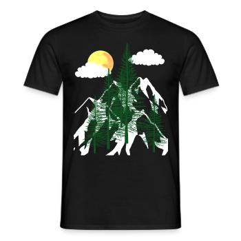 Wilderness Forest Trees Fir Trees Nature Mountains Mountains - Men's T-Shirt - black - Front - AI Model Male 178 light (178cm)