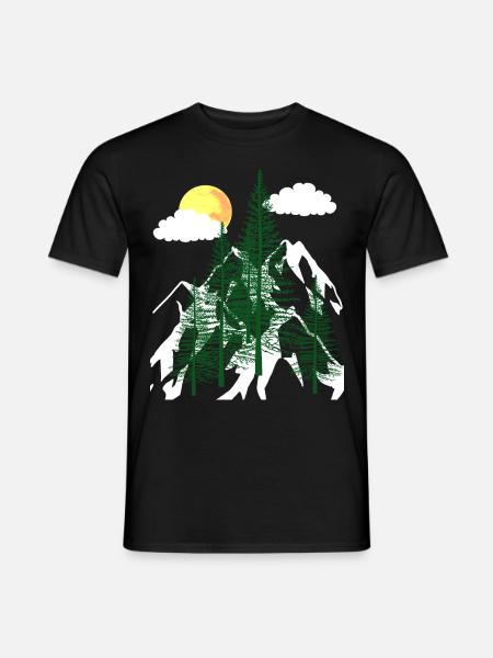 Wildnis Wald Bäume Tannen Natur Gebirge Berge - Männer T-Shirt - Schwarz