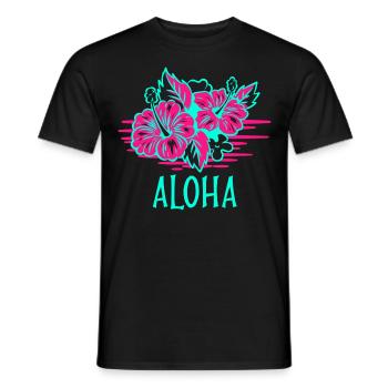 Aloha Hibiscus Floral Hawaii Gift Surfer kona - Men's T-Shirt - black - Front - AI Model Male 178 light (178cm)
