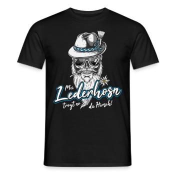 Mei Lederhosn trogt no da Hirsch Ersatz Tracht Bua - Männer T-Shirt - Schwarz - Vorne - AI Model Male 178 light (178cm)