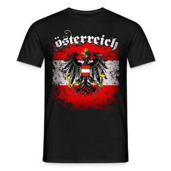 Österreich Fahne Flagge Retro Adler Wappen - Männer T-Shirt - Schwarz - Vorne - AI Model Male 178 light (178cm)