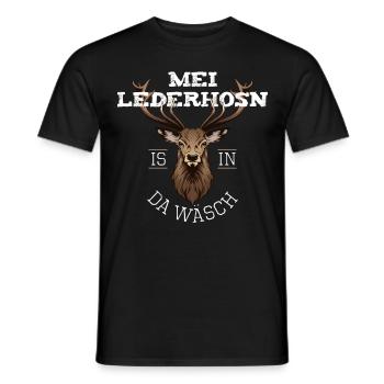 Mei Lederhosn is in da Wäsch - Männer T-Shirt - Schwarz - Vorne - AI Model Male 178 light (178cm)