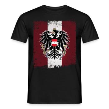 Österreich Fahne Flagge Wappen Adler Retro Austria - Männer T-Shirt - Schwarz - Vorne - AI Model Male 178 light (178cm)
