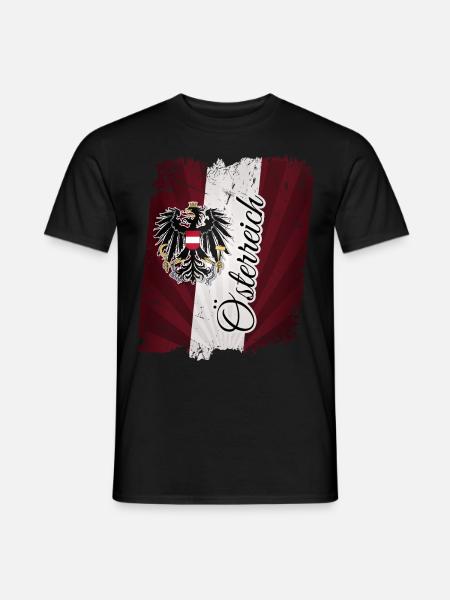 Österreich Fahne Flagge Adler Wappen - Männer T-Shirt - Schwarz