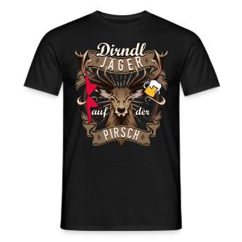 Dirndl Jäger auf der Pirsch Hirsch Lustige Sprüche - Männer T-Shirt - Schwarz - Vorne - AI Model Male 178 light (178cm)