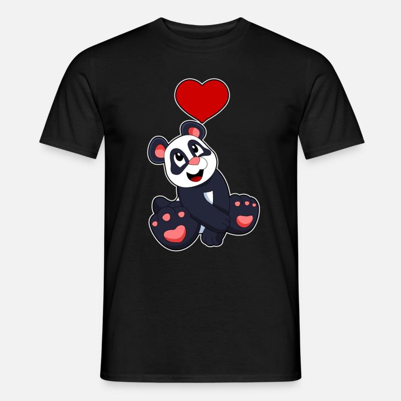 Panda mit Herz - Männer T-Shirt - Schwarz