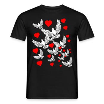 Colombes de la Paix Coeurs Paix Mondiale Mouvement pour la Paix - T-shirt homme - noir - Devant - AI Model Male 178 light (178cm)