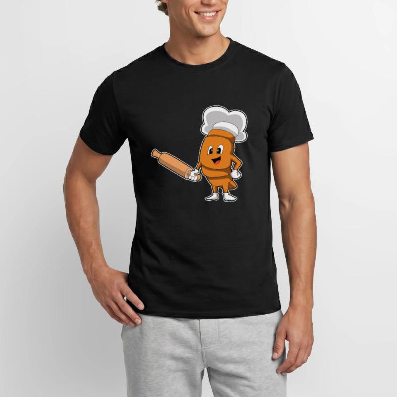 Bread as a cook with rolling pin Men's T-Shirt
