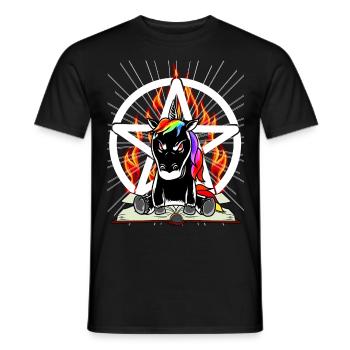 Satan Einhorn Pentagramm Teuflisch Fabelwesen Böse - Männer T-Shirt - Schwarz - Vorne - AI Model Male 178 light (178cm)