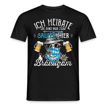 Männer JGA T-Shirt Bräutigam Ich heirate Saufen - Männer T-Shirt - Schwarz - Vorne - AI Model Male 178 light (178cm)