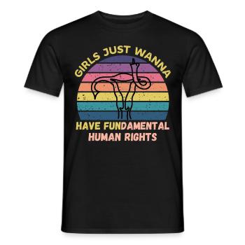 Mädchen wollen nur grundlegende Menschenrechte haben - Männer T-Shirt - Schwarz - Vorne - AI Model Male 178 light (178cm)