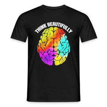 Colorful Brain Think Beautifully LGBTQ Pride Month - Men's T-Shirt - black - Front - AI Model Male 178 light (178cm)