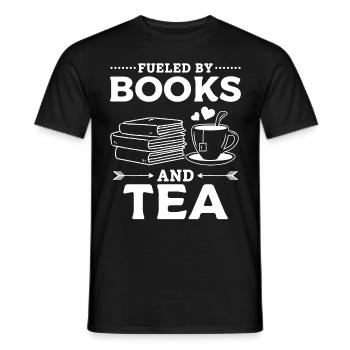 Alimenté par les livres et le thé Bookworm Lire des livres - T-shirt homme - noir - Devant - AI Model Male 178 light (178cm)