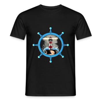 Volant maritime Phare Côte Tempête Ahoy - T-shirt homme - noir - Devant - AI Model Male 178 light (178cm)