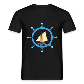 Maritim Grim Reaper Sailor Sailing Ship Steering Wheel - Men's T-Shirt - black - Front - AI Model Male 178 light (178cm)
