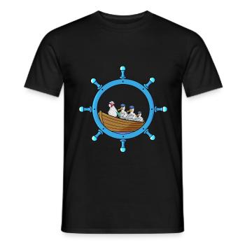 Maritim Steuerrad Oma Huhn Seenot Ruderboot - Männer T-Shirt - Schwarz - Vorne - AI Model Male 178 light (178cm)