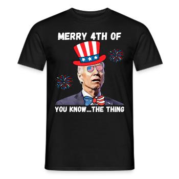 Biden étourdi, joyeux 4ème d’entre vous sait - T-shirt homme - noir - Devant - AI Model Male 178 light (178cm)