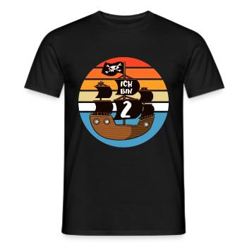 Kinder 2 Jahre Geburtstag Junge Totenkopf Pirat - Männer T-Shirt - Schwarz - Vorne - AI Model Male 178 light (178cm)