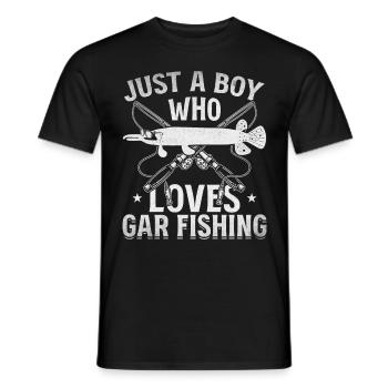 Garfishing Hornhecht Angeln Nur ein Junge, der Gar - Männer T-Shirt - Schwarz - Vorne - AI Model Male 178 light (178cm)
