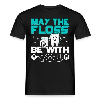 Möge die Zahnseide mit Ihnen sein Zahnärztin Zahnä - Männer T-Shirt - Schwarz - Vorne - AI Model Male 178 light (178cm)