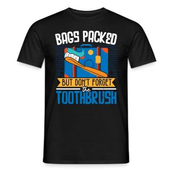 Sacs emballés, mais n’oubliez pas la brosse à dents - T-shirt homme - noir - Devant - AI Model Male 178 light (178cm)