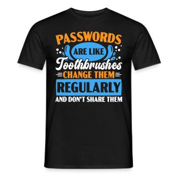 Passwords are like toothbrushes dentists' teeth - Men's T-Shirt - black - Front - AI Model Male 178 light (178cm)