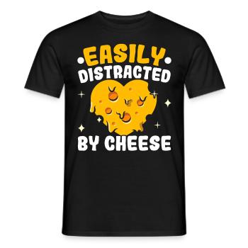 Facilement distrait par les amateurs de fromage fromage - T-shirt homme - noir - Devant - AI Model Male 178 light (178cm)