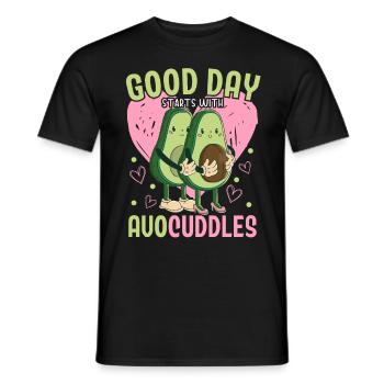 A good day starts with Avocuddles Avocado Guac - Men's T-Shirt - black - Front - AI Model Male 178 light (178cm)