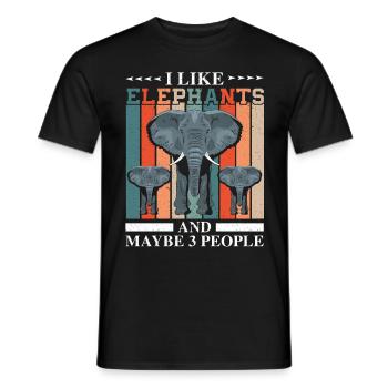 I like elephants and maybe 3 people zookeeper - Men's T-Shirt - black - Front - AI Model Male 178 light (178cm)